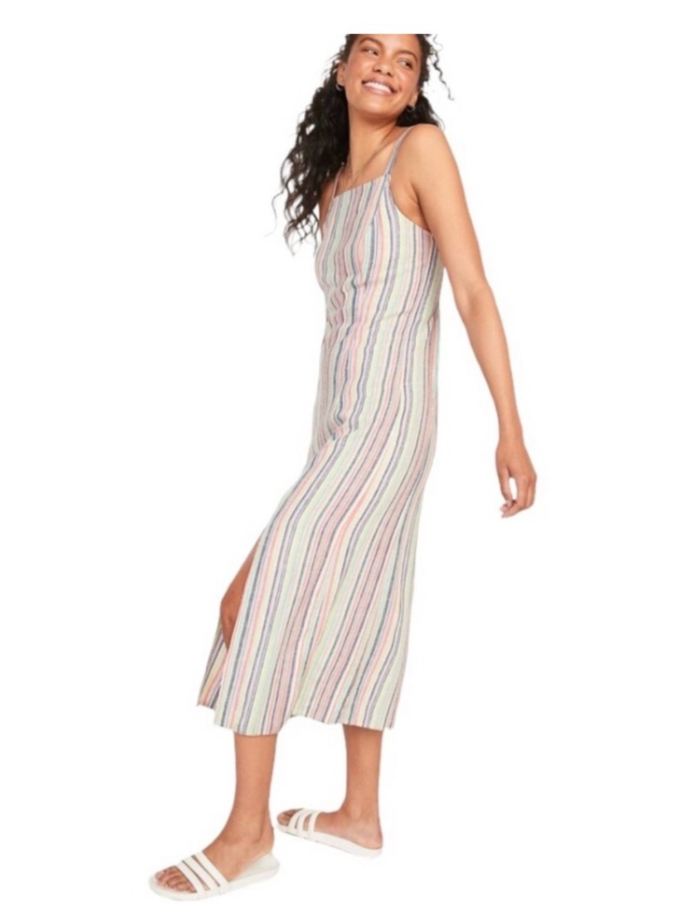 Old Navy Sleeveless Striped Linen-Blend Maxi Shift Dress for Women